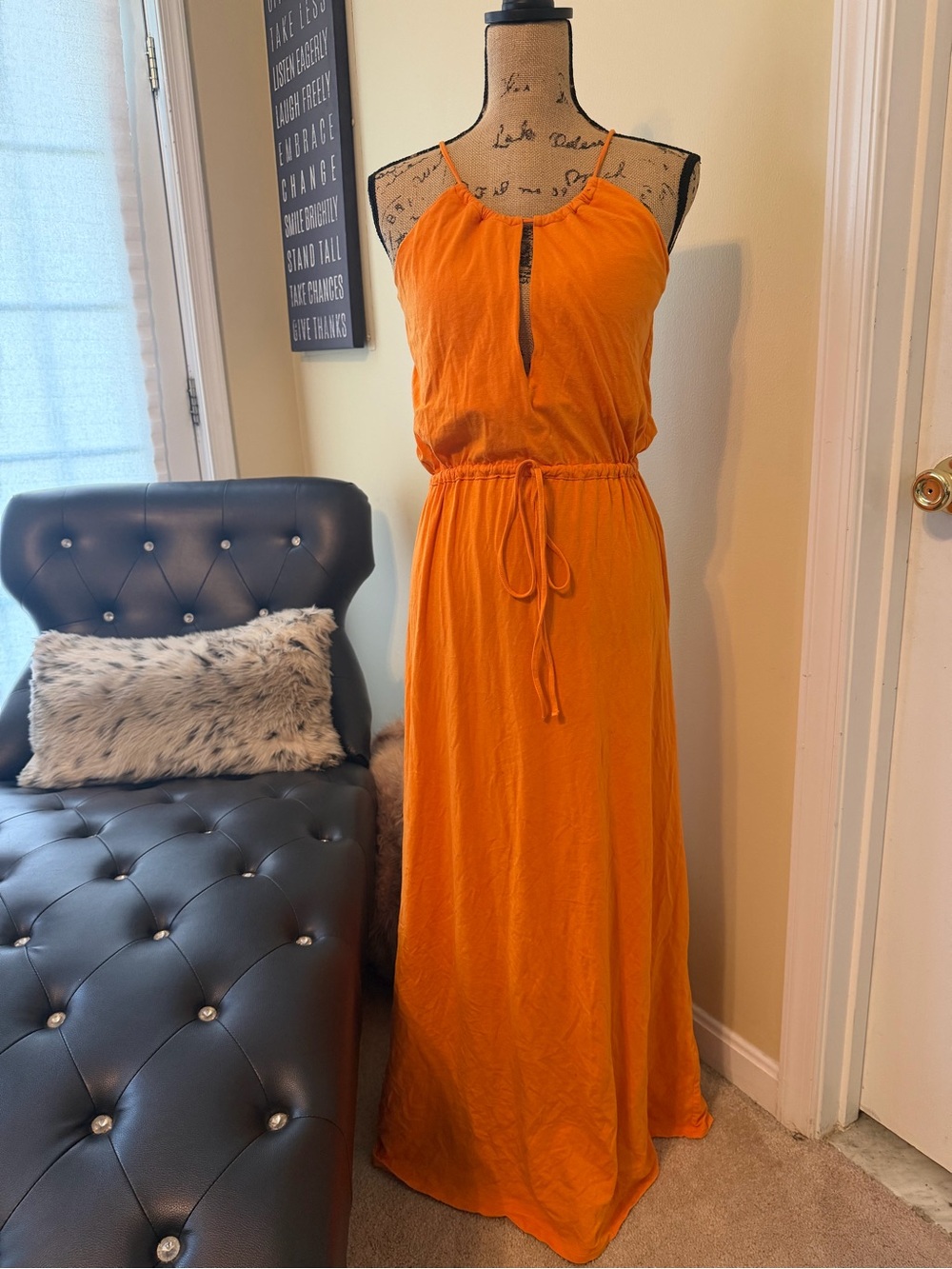 Moda International Vibrant Orange Halter Maxi Dress